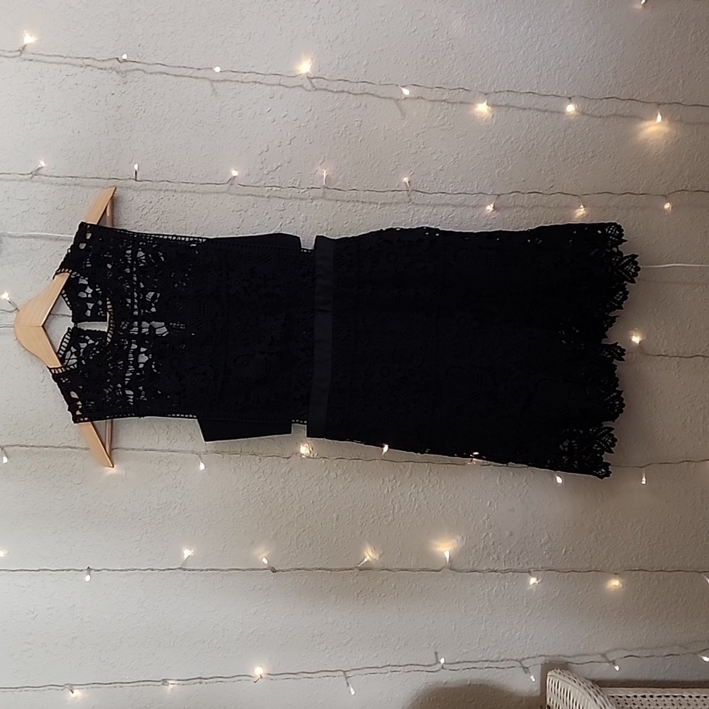 LBD Romeo & Juliet couture black dress size s lace over broad